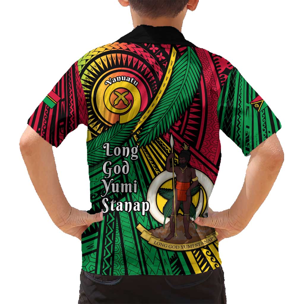 Halo Vanuatu Family Matching Long Sleeve Bodycon Dress and Hawaiian Shirt Happy 45th Independence Anniversary