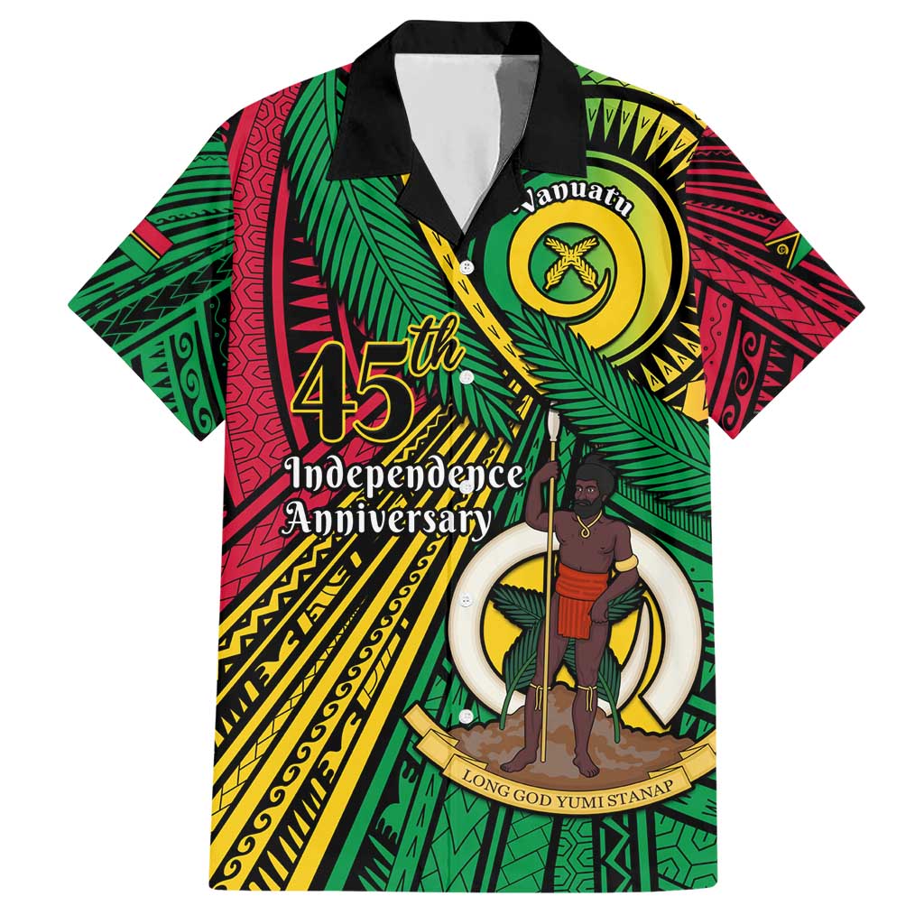 Halo Vanuatu Hawaiian Shirt Happy 45th Independence Anniversary LT14 Black - Polynesian Pride