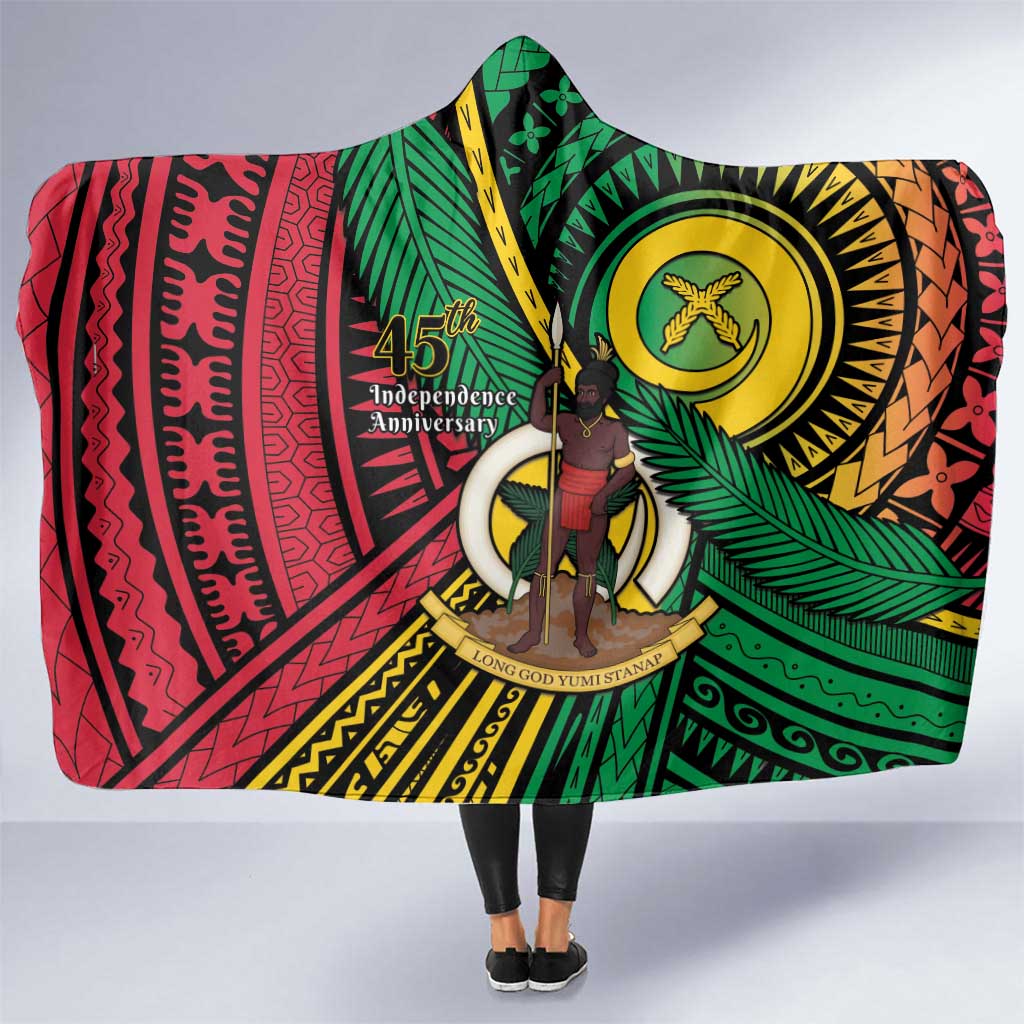 Halo Vanuatu Hooded Blanket Happy 45th Independence Anniversary LT14 One Size Black - Polynesian Pride