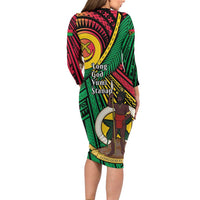 Halo Vanuatu Long Sleeve Bodycon Dress Happy 45th Independence Anniversary LT14 - Polynesian Pride