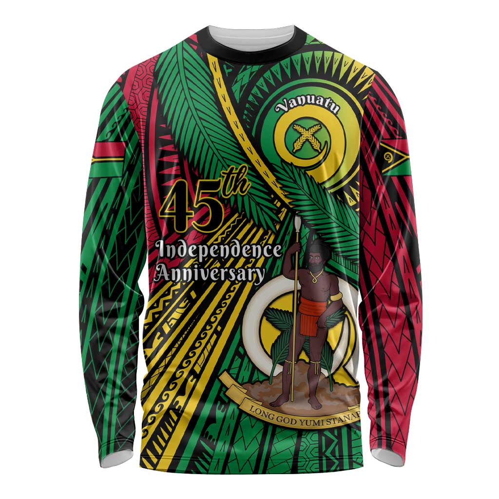 Halo Vanuatu Long Sleeve Shirt Happy 45th Independence Anniversary LT14 Unisex Black - Polynesian Pride