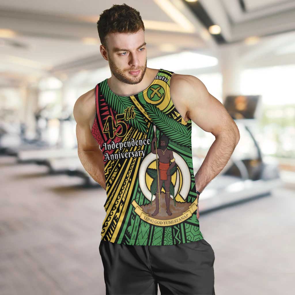 Halo Vanuatu Men Tank Top Happy 45th Independence Anniversary LT14 Black - Polynesian Pride
