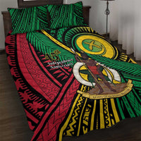 Halo Vanuatu Quilt Bed Set Happy 45th Independence Anniversary LT14 Black - Polynesian Pride
