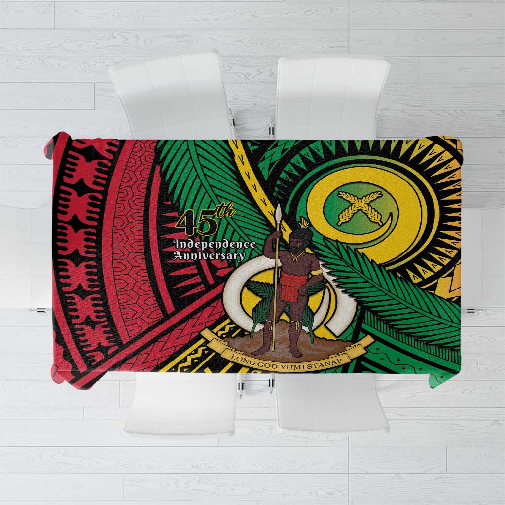 Halo Vanuatu Tablecloth Happy 45th Independence Anniversary LT14 Black - Polynesian Pride