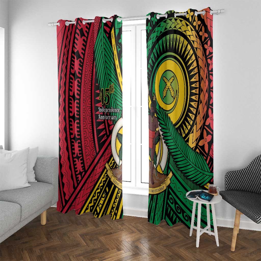 Halo Vanuatu Window Curtain Happy 45th Independence Anniversary LT14 With Grommets Black - Polynesian Pride