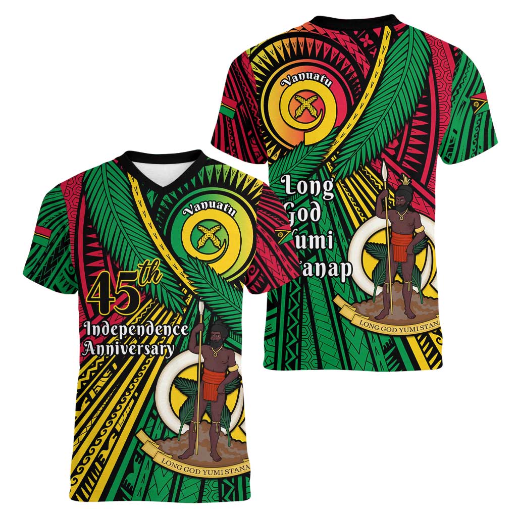Halo Vanuatu Women V-Neck T-Shirt Happy 45th Independence Anniversary