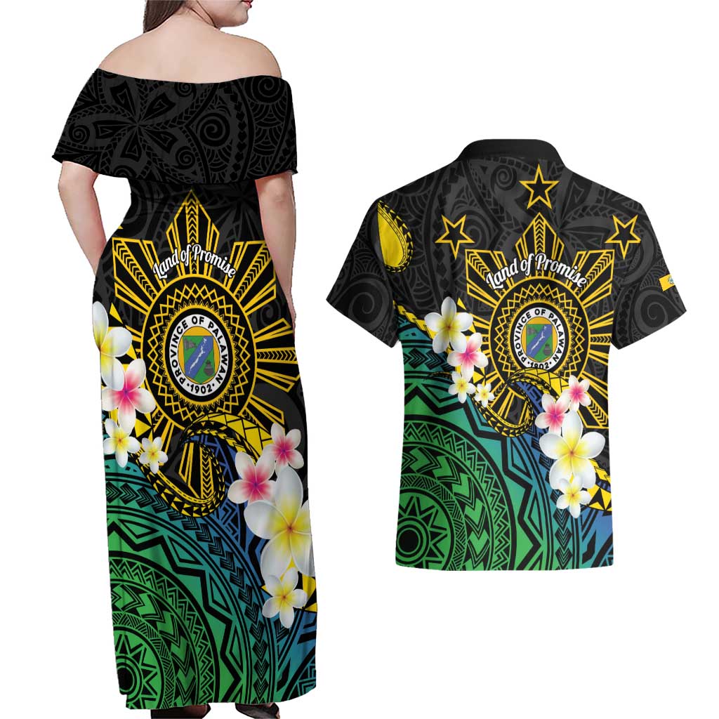 Lalawigan ng Palawan Couples Matching Off Shoulder Maxi Dress and Hawaiian Shirt Philippines Province Land of Promise