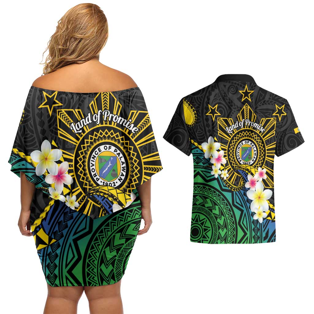 Lalawigan ng Palawan Couples Matching Off Shoulder Short Dress and Hawaiian Shirt Philippines Province Land of Promise