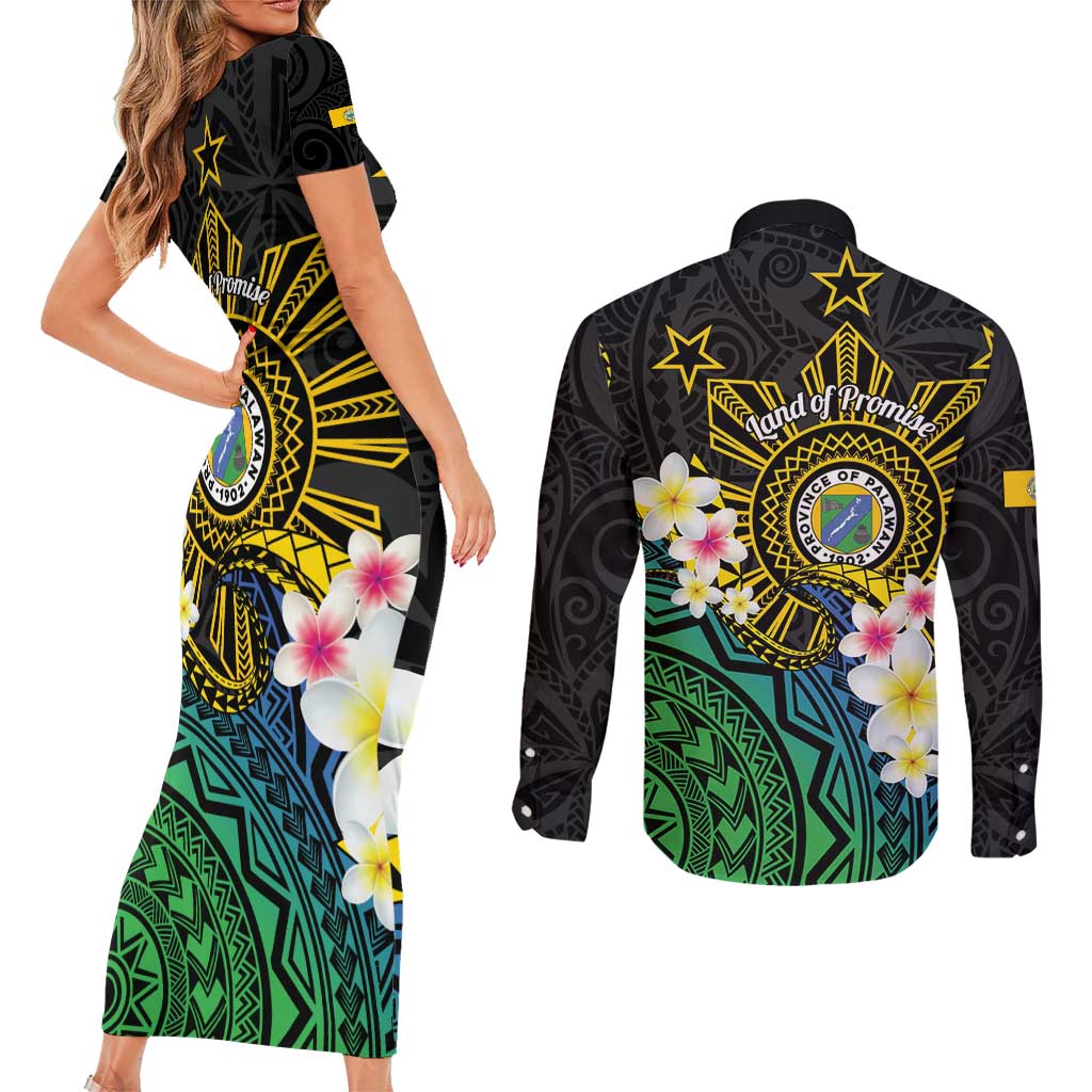 Lalawigan ng Palawan Couples Matching Short Sleeve Bodycon Dress and Long Sleeve Button Shirt Philippines Province Land of Promise
