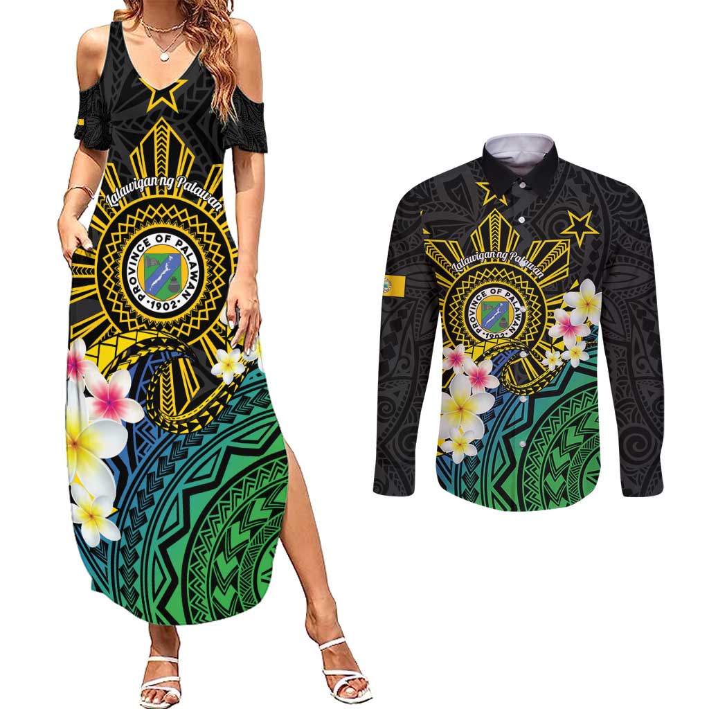 Lalawigan ng Palawan Couples Matching Summer Maxi Dress and Long Sleeve Button Shirt Philippines Province Land of Promise