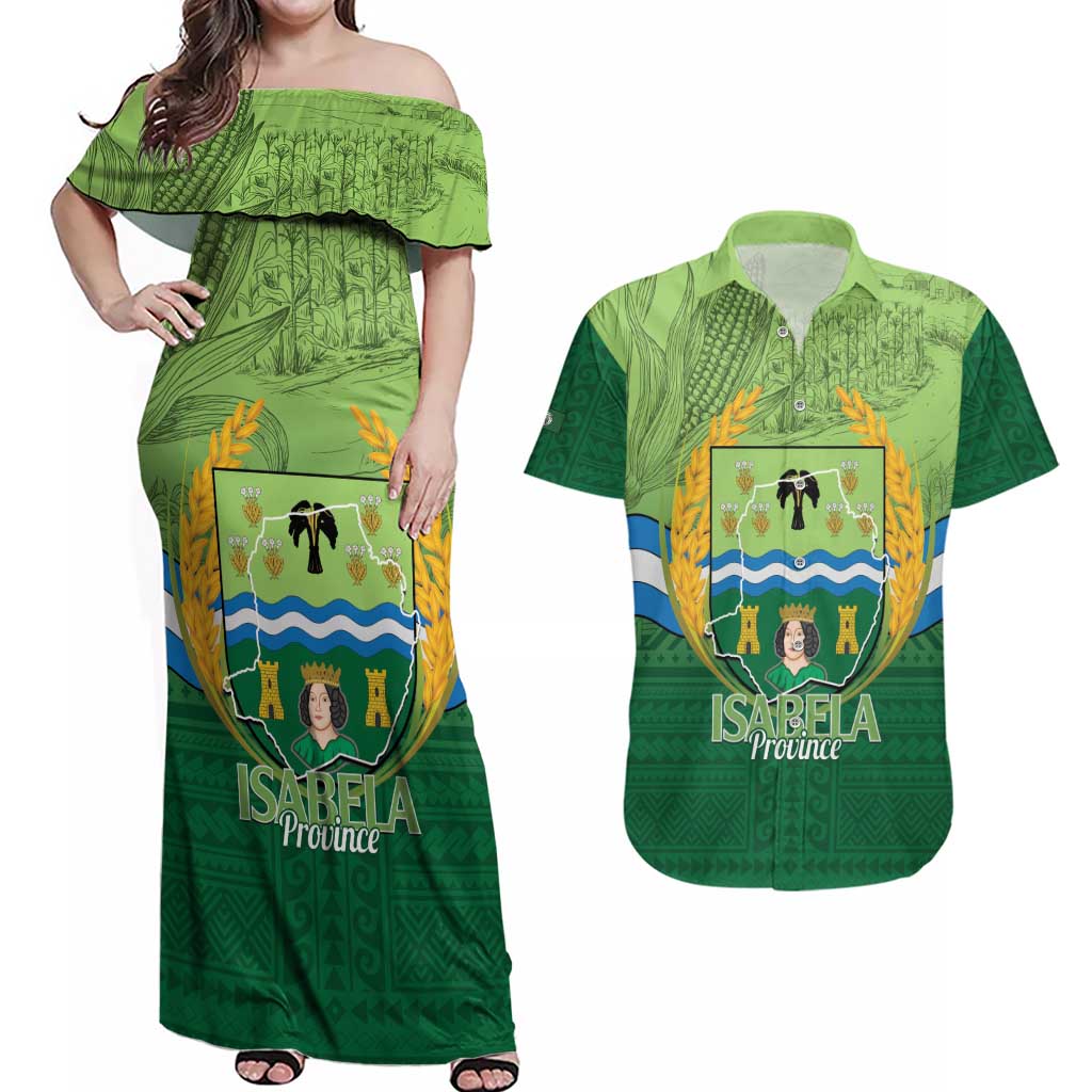 Isabela Philippines Couples Matching Off Shoulder Maxi Dress and Hawaiian Shirt Queen Province Of The North