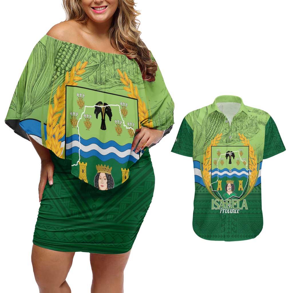 Isabela Philippines Couples Matching Off Shoulder Short Dress and Hawaiian Shirt Queen Province Of The North