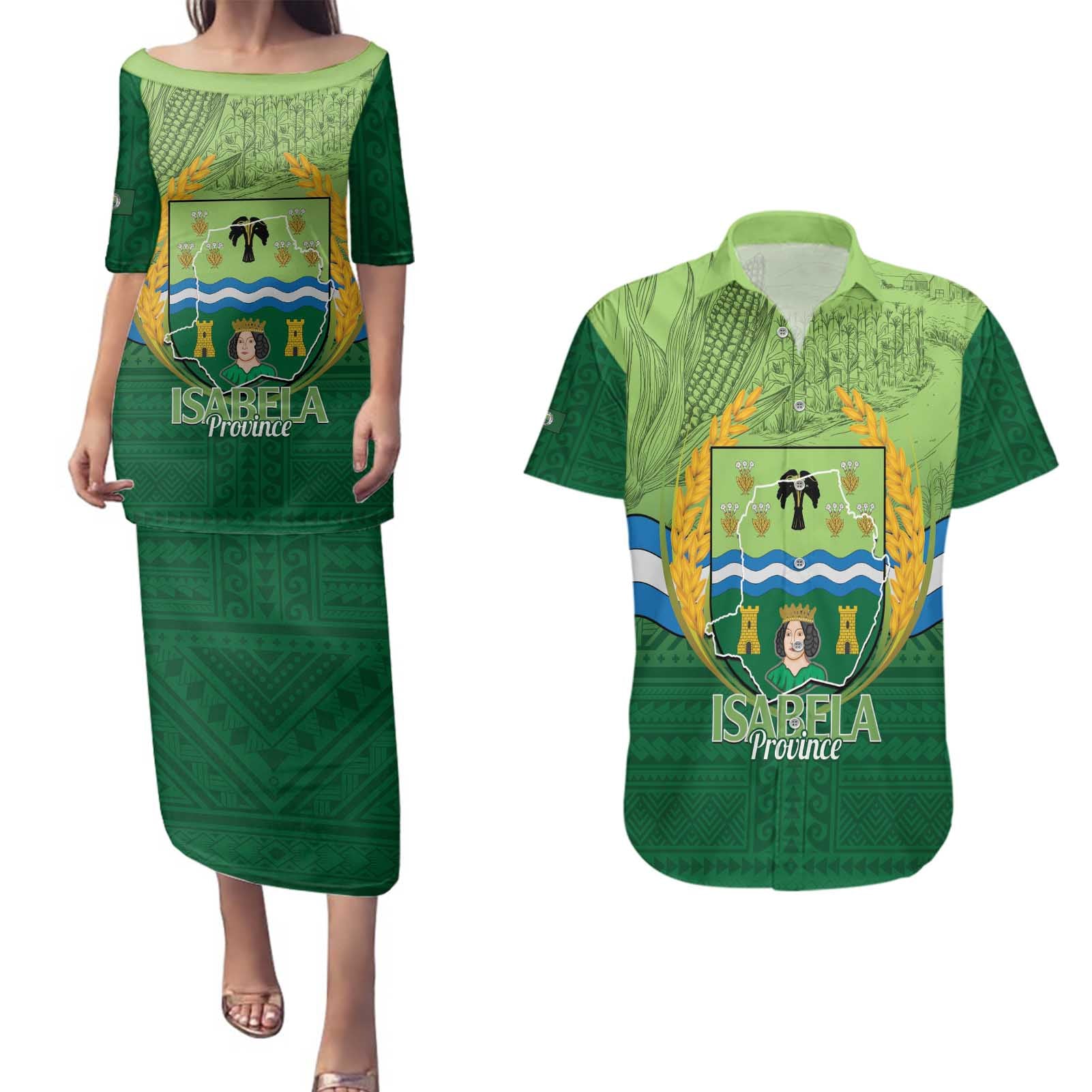 Isabela Philippines Couples Matching Puletasi and Hawaiian Shirt Queen Province Of The North