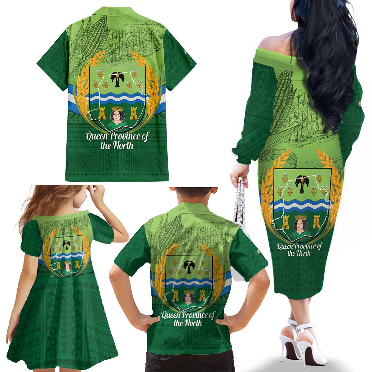 Isabela Philippines Family Matching Off The Shoulder Long Sleeve Dress and Hawaiian Shirt Queen Province Of The North