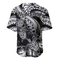 Personalised Polynesian Baseball Jersey Tribal Honu Turtle with Hibiscus White Version LT14 - Polynesian Pride