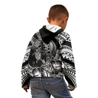 Personalised Polynesian Kid Hoodie Tribal Honu Turtle with Hibiscus White Version LT14 - Polynesian Pride