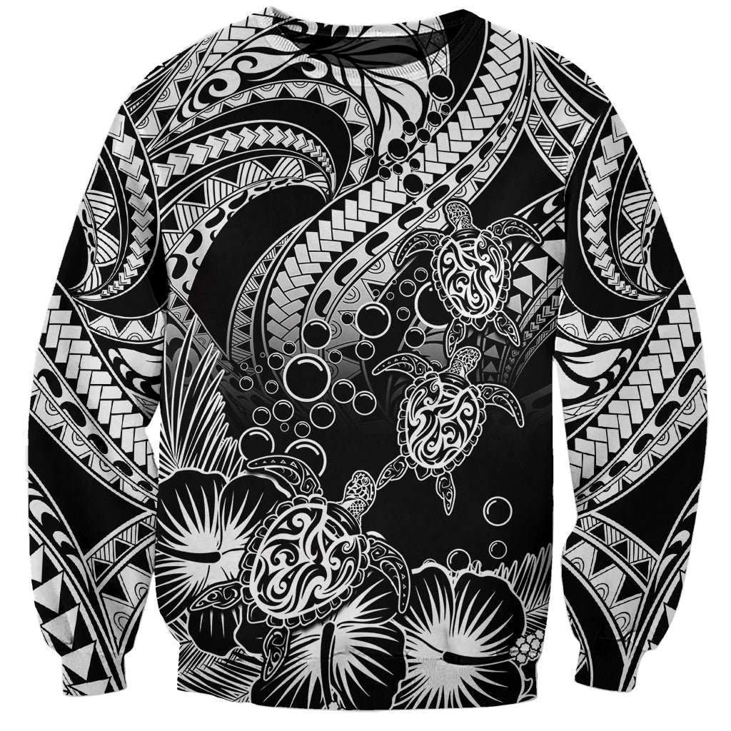 Personalised Polynesian Sweatshirt Tribal Honu Turtle with Hibiscus White Version LT14 Unisex White - Polynesian Pride
