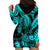 Personalised Polynesian Hoodie Dress Tribal Honu Turtle with Hibiscus Turquoise Version LT14 - Polynesian Pride