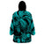 Personalised Polynesian Wearable Blanket Hoodie Tribal Honu Turtle with Hibiscus Turquoise Version LT14 - Polynesian Pride