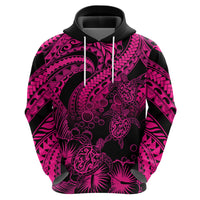 Custom Polynesian Hoodie Tribal Honu Turtle with Hibiscus Pink Version LT14 - Polynesian Pride