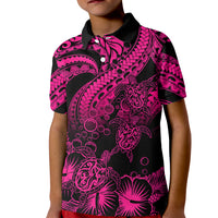 Personalised Polynesian Kid Polo Shirt Tribal Honu Turtle with Hibiscus Pink Version LT14 Kid Pink - Polynesian Pride