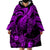 Personalised Polynesian Wearable Blanket Hoodie Tribal Honu Turtle with Hibiscus Purple Version LT14 - Polynesian Pride