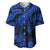 Personalised Polynesian Baseball Jersey Tribal Honu Turtle with Hibiscus Blue Version LT14 Blue - Polynesian Pride