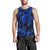 Personalised Polynesian Men Tank Top Tribal Honu Turtle with Hibiscus Blue Version LT14 - Polynesian Pride