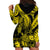 Personalised Polynesian Hoodie Dress Tribal Honu Turtle with Hibiscus Gold Version LT14 - Polynesian Pride