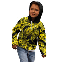 Personalised Polynesian Kid Hoodie Tribal Honu Turtle with Hibiscus Gold Version LT14 - Polynesian Pride