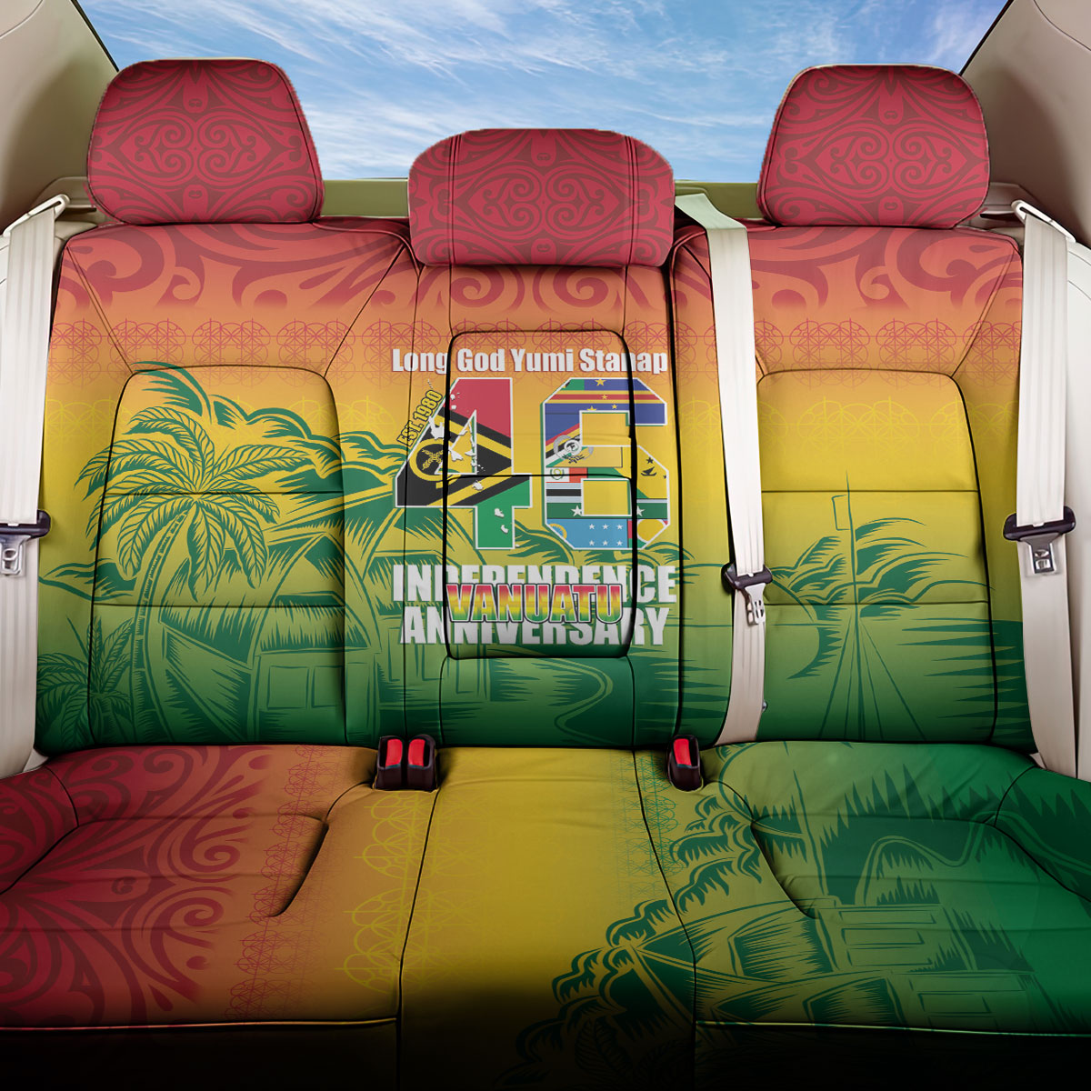 Vanuatu Indipendens Dei Back Car Seat Cover Yumi 46th Independence Anniversary LT14 One Size Reggae - Polynesian Pride