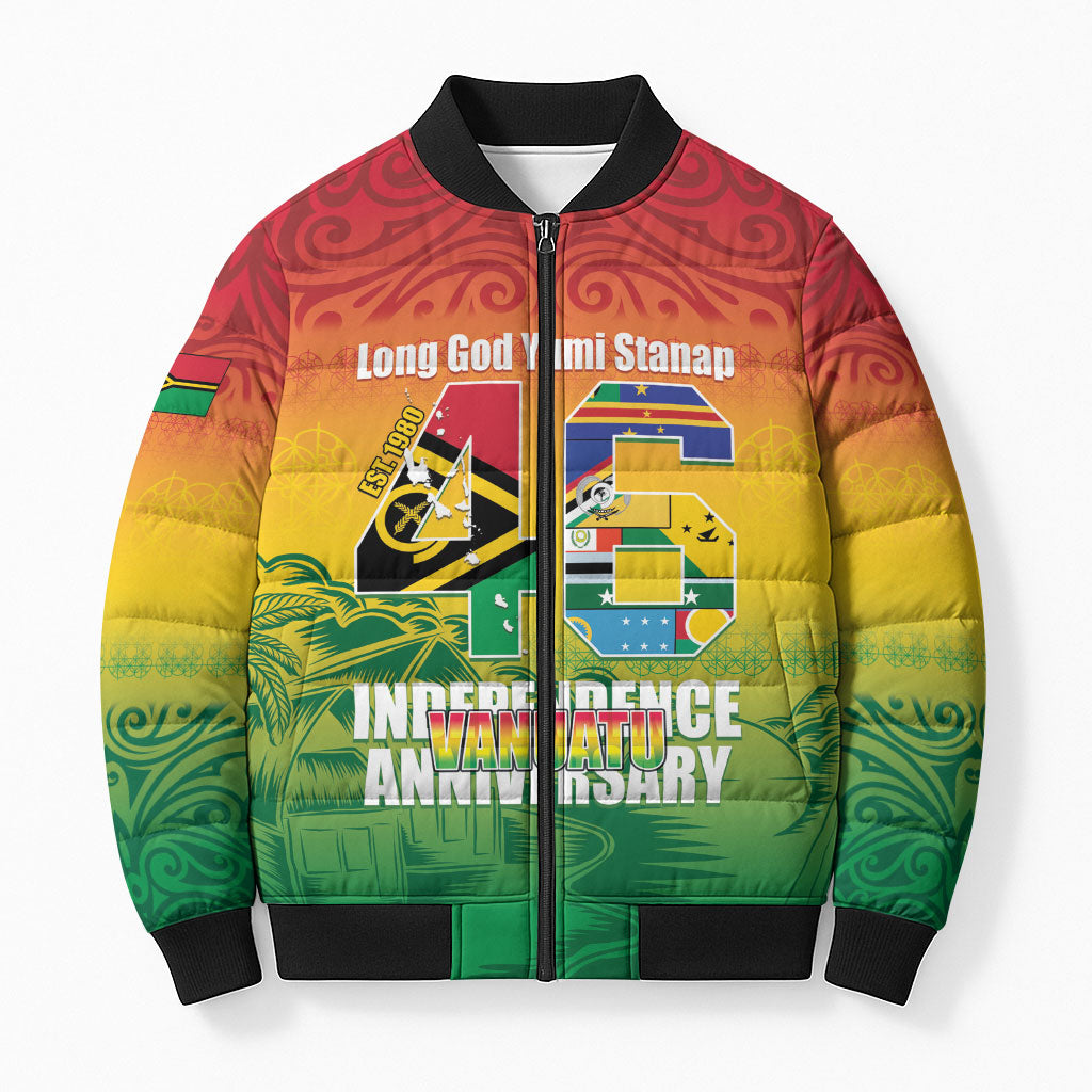 Vanuatu Indipendens Dei Bomber Puffer Jacket Yumi 46th Independence Anniversary LT14 Unisex Reggae - Polynesian Pride