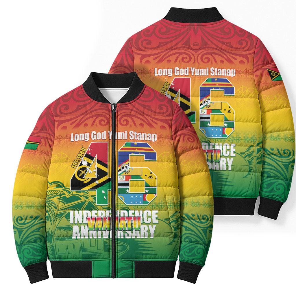 Vanuatu Indipendens Dei Bomber Puffer Jacket Yumi 46th Independence Anniversary LT14 - Polynesian Pride