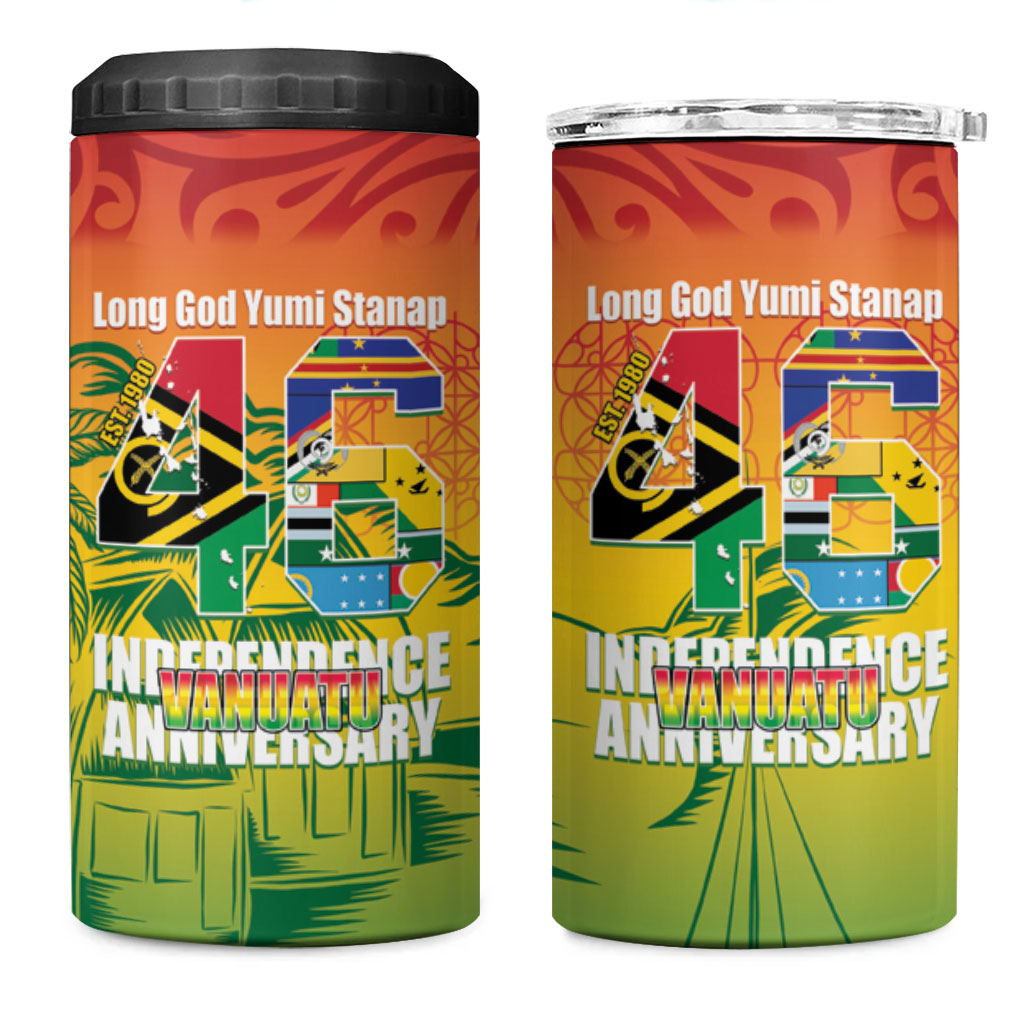 Vanuatu Indipendens Dei 4 in 1 Can Cooler Tumbler Yumi 46th Independence Anniversary LT14 One Size: 16 oz Reggae - Polynesian Pride