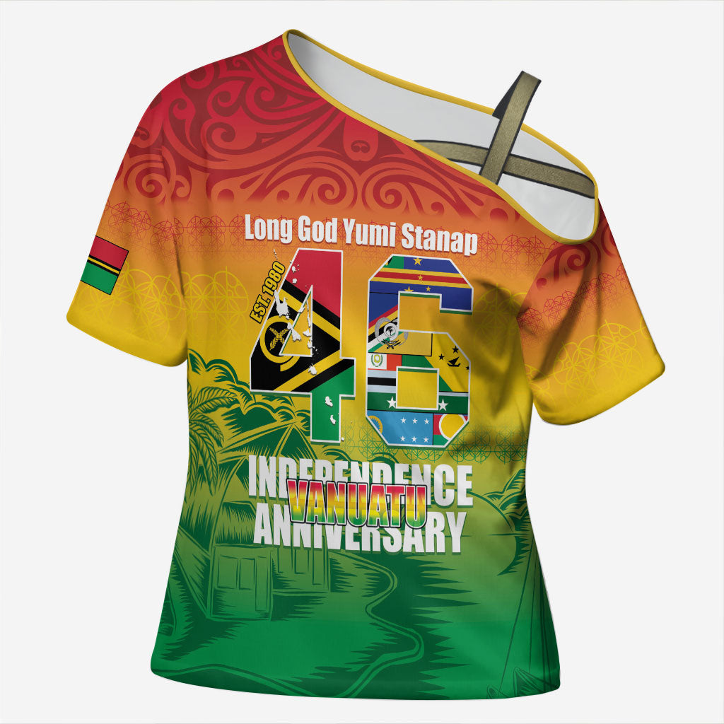 Vanuatu Indipendens Dei Cross Shoulder Shirt Yumi 46th Independence Anniversary LT14 Female Reggae - Polynesian Pride