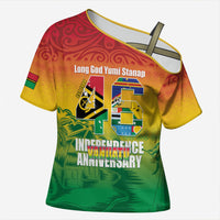 Vanuatu Indipendens Dei Cross Shoulder Shirt Yumi 46th Independence Anniversary LT14 Female Reggae - Polynesian Pride