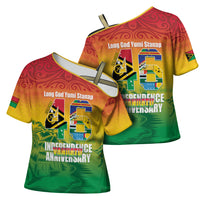 Vanuatu Indipendens Dei Cross Shoulder Shirt Yumi 46th Independence Anniversary LT14 - Polynesian Pride