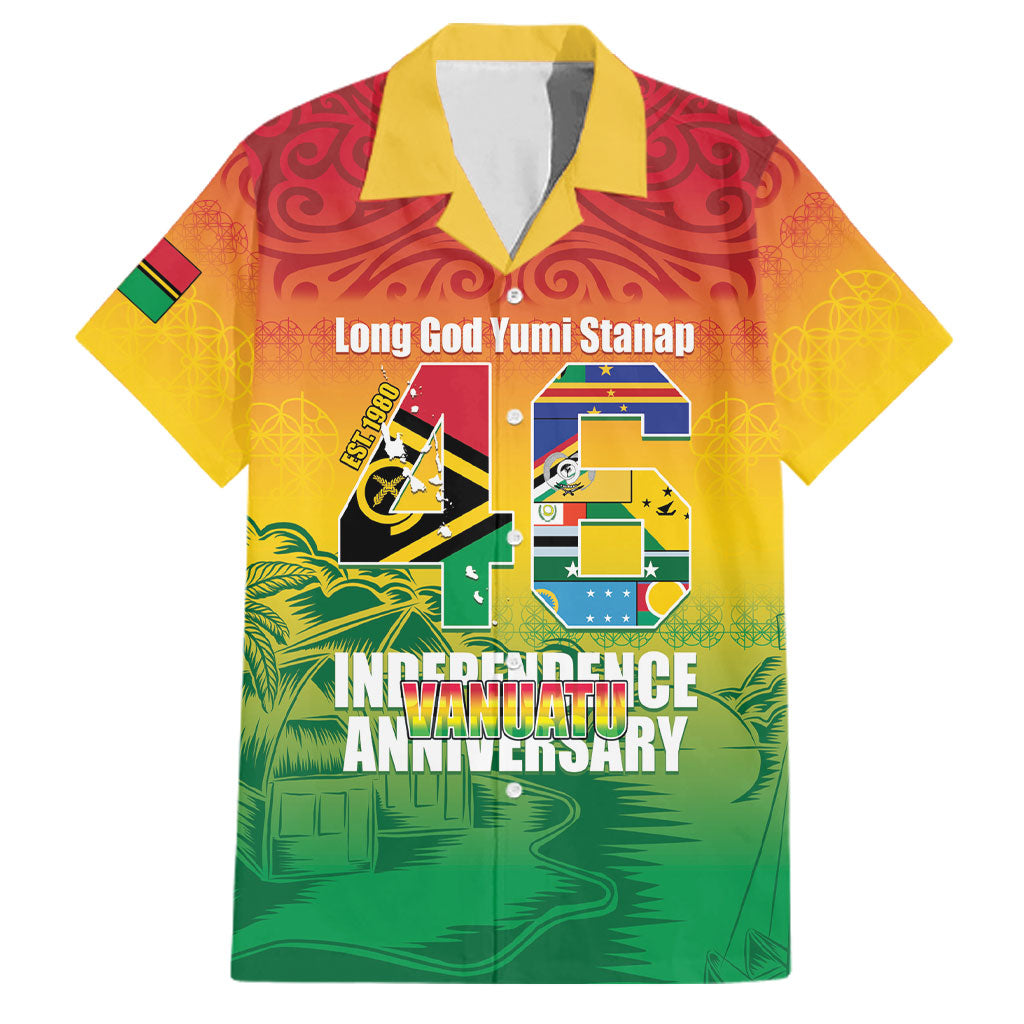 Vanuatu Indipendens Dei Family Matching Off The Shoulder Long Sleeve Dress and Hawaiian Shirt Yumi 46th Independence Anniversary