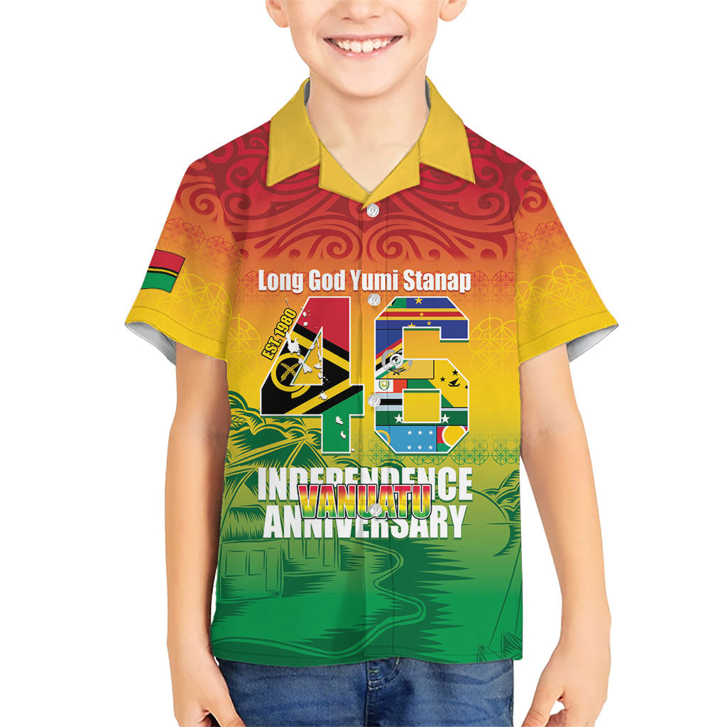 Vanuatu Indipendens Dei Family Matching Off The Shoulder Long Sleeve Dress and Hawaiian Shirt Yumi 46th Independence Anniversary