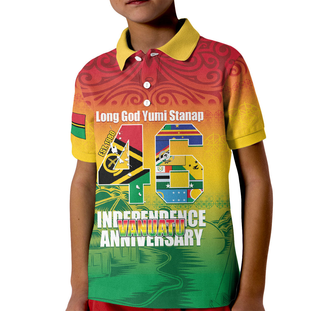Vanuatu Indipendens Dei Kid Polo Shirt Yumi 46th Independence Anniversary LT14 Kid Reggae - Polynesian Pride