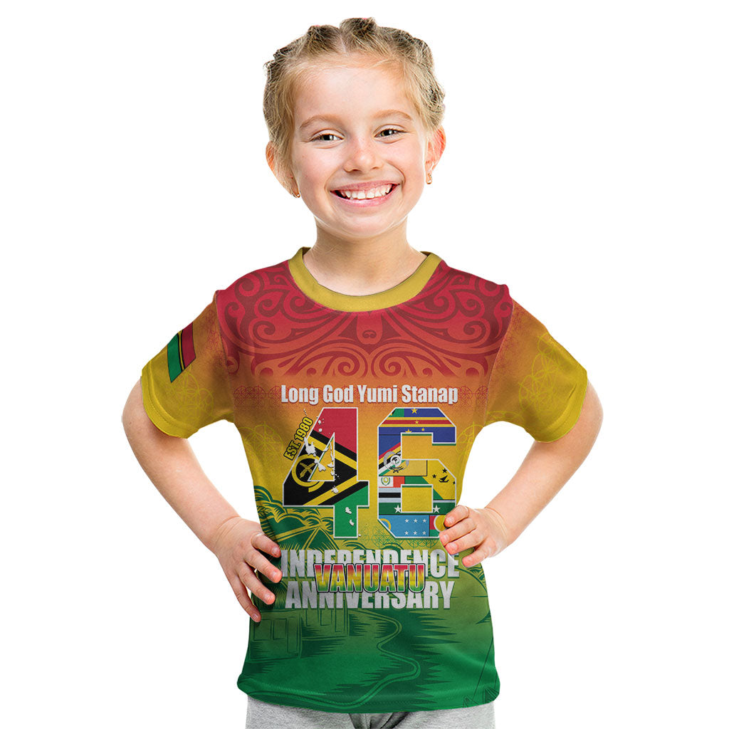 Vanuatu Indipendens Dei Kid T Shirt Yumi 46th Independence Anniversary LT14 Reggae - Polynesian Pride