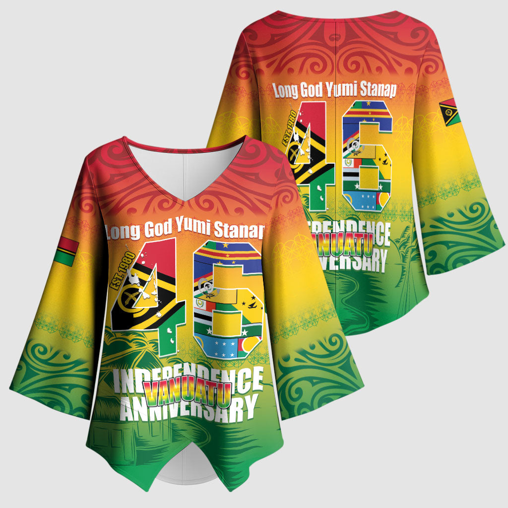 Vanuatu Indipendens Dei Kimono Sleeve Blouse Yumi 46th Independence Anniversary LT14 - Polynesian Pride