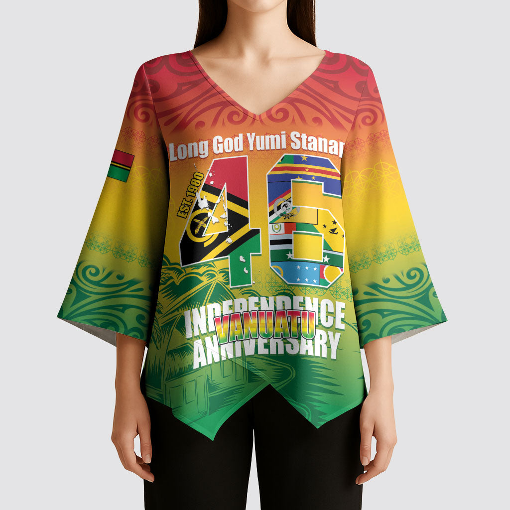 Vanuatu Indipendens Dei Kimono Sleeve Blouse Yumi 46th Independence Anniversary LT14 - Polynesian Pride