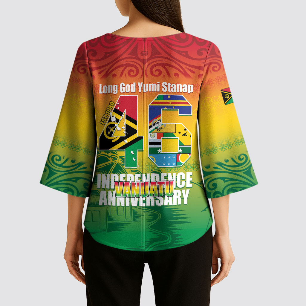 Vanuatu Indipendens Dei Kimono Sleeve Blouse Yumi 46th Independence Anniversary LT14 - Polynesian Pride