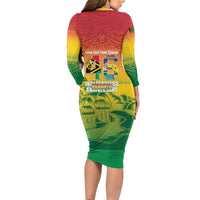 Vanuatu Indipendens Dei Long Sleeve Bodycon Dress Yumi 46th Independence Anniversary LT14 - Polynesian Pride