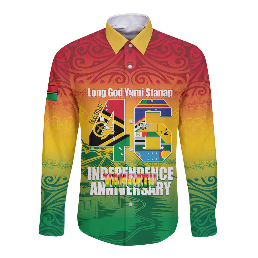 Vanuatu Indipendens Dei Long Sleeve Button Shirt Yumi 46th Independence Anniversary LT14 Unisex Reggae - Polynesian Pride