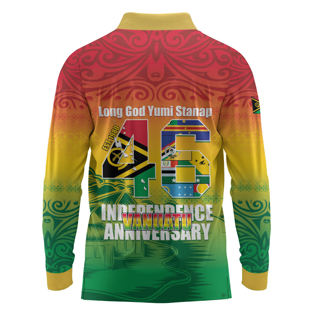 Vanuatu Indipendens Dei Long Sleeve Polo Shirt Yumi 46th Independence Anniversary