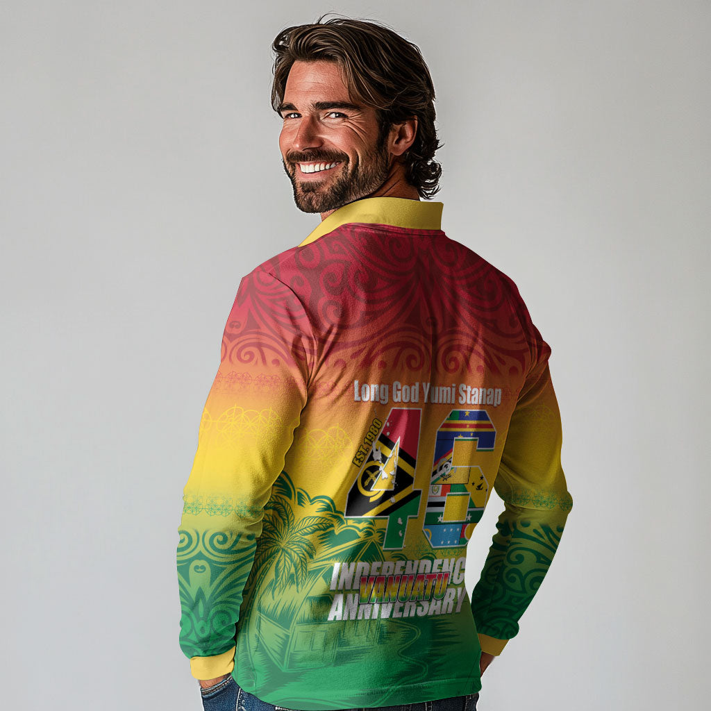 Vanuatu Indipendens Dei Long Sleeve Polo Shirt Yumi 46th Independence Anniversary