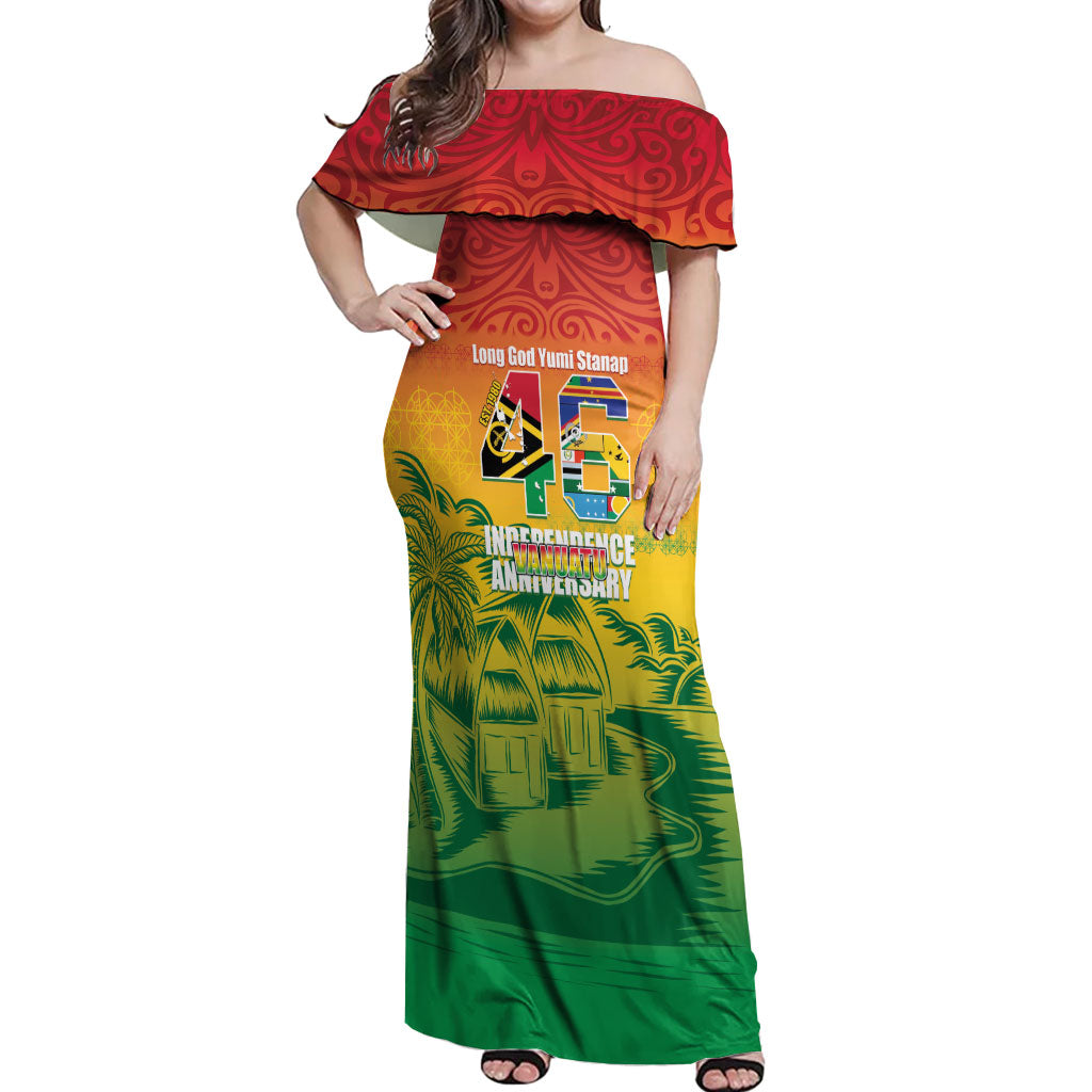 Vanuatu Indipendens Dei Off Shoulder Maxi Dress Yumi 46th Independence Anniversary LT14 Women Reggae - Polynesian Pride