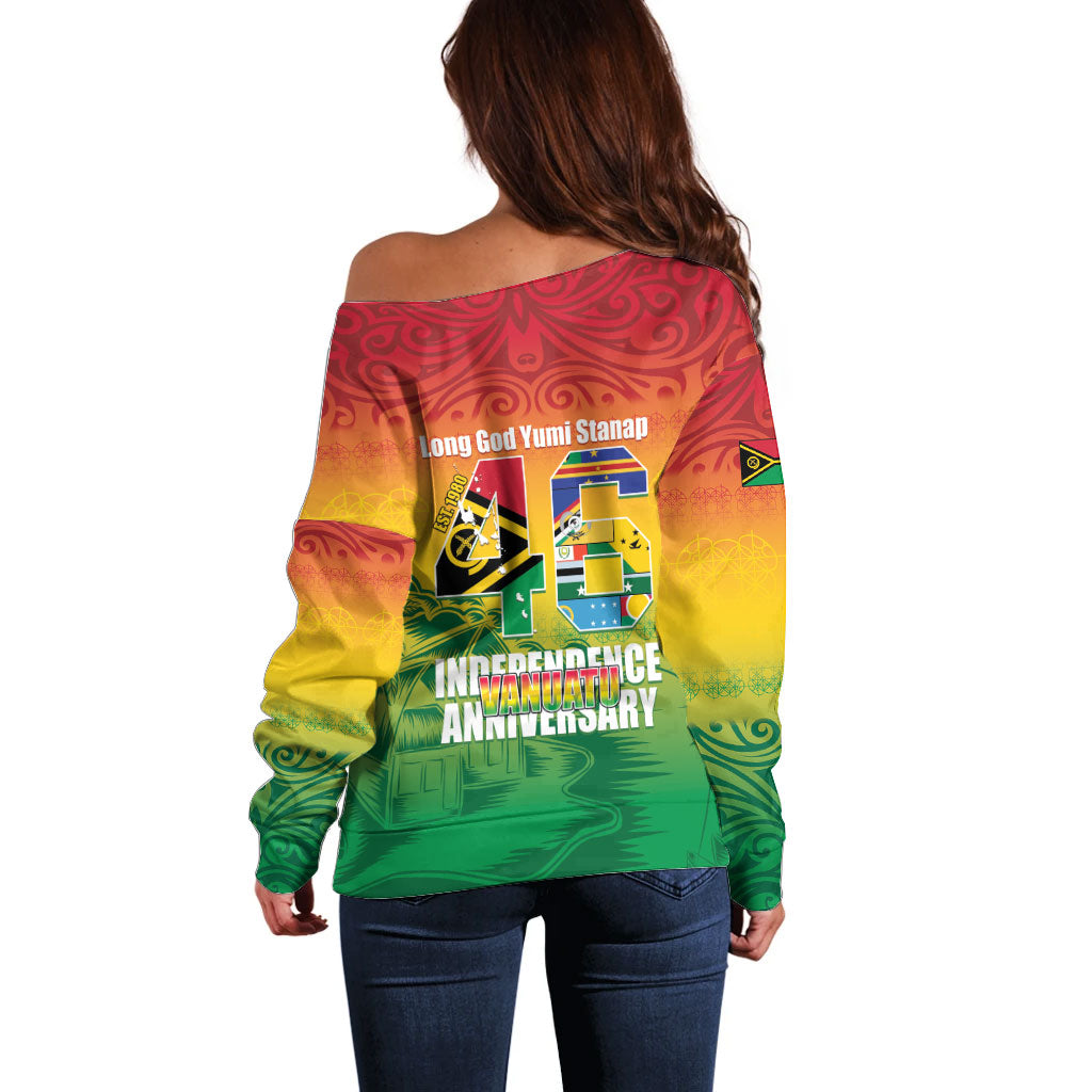 Vanuatu Indipendens Dei Off Shoulder Sweater Yumi 46th Independence Anniversary LT14 - Polynesian Pride